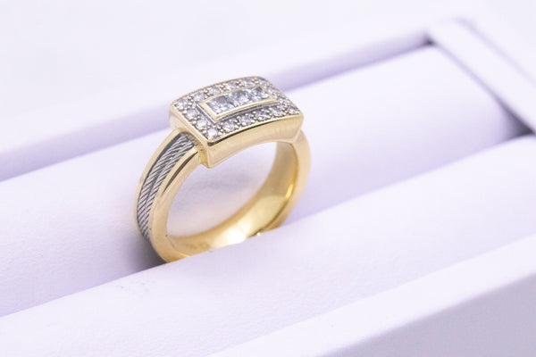 PHILLIPE CHARRIOL DIAMONDS 18 KT GOLD CABLE RING