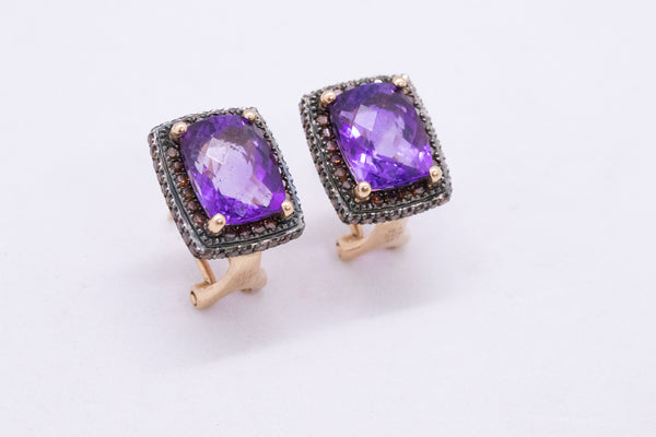 AMETHYST RED DIAMONDS 14 KT PINK GOLD EARRINGS