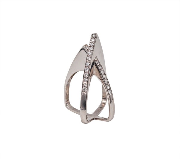 H. Stern Three Dimensional Geometric Cocktail Ring In 18Kt White Gold With 1.05 Ctw Diamonds