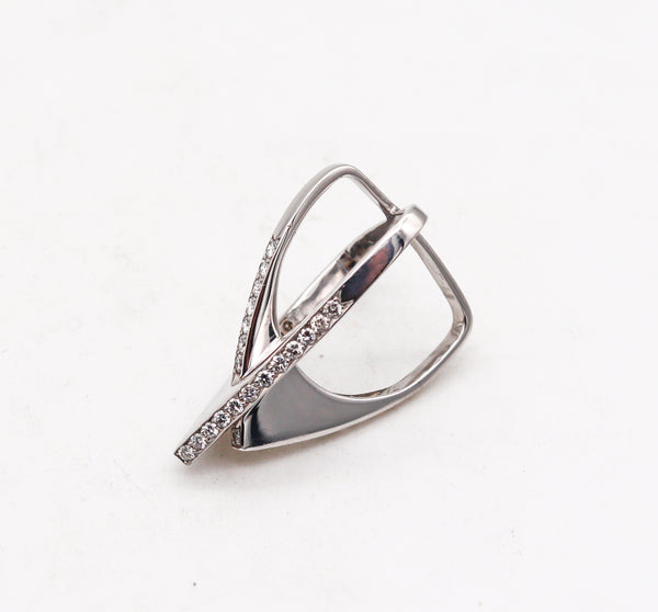 H. Stern Three Dimensional Geometric Cocktail Ring In 18Kt White Gold With 1.05 Ctw Diamonds