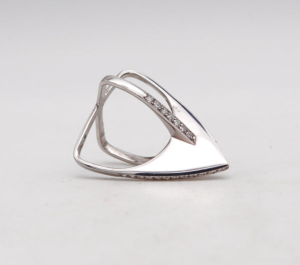 H. Stern Three Dimensional Geometric Cocktail Ring In 18Kt White Gold With 1.05 Ctw Diamonds