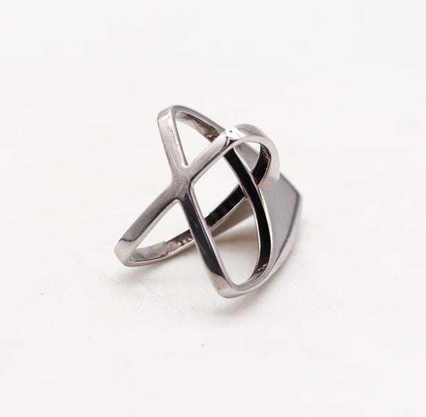 H. Stern Three Dimensional Geometric Cocktail Ring In 18Kt White Gold With 1.05 Ctw Diamonds