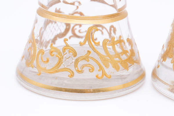 FRANCE, 1870 NAPOLEON III, BACCARAT PAIR OF CUT GLASS VASES WITH GOLD GILD