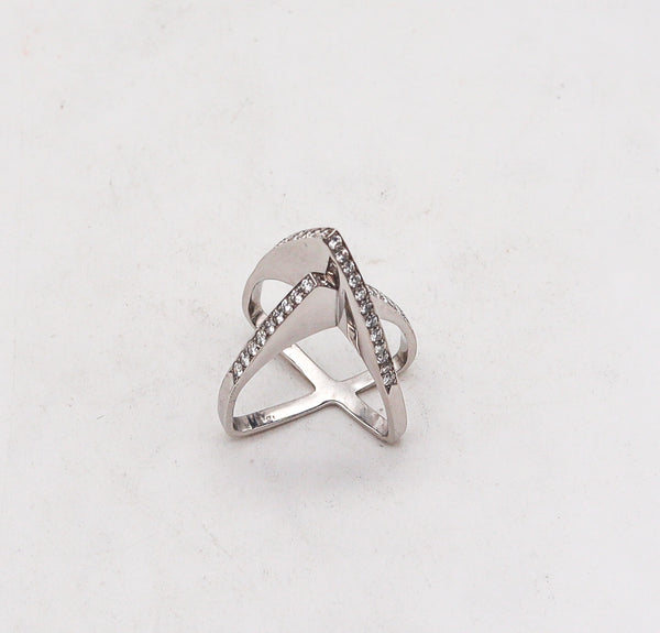 H. Stern Three Dimensional Geometric Cocktail Ring In 18Kt White Gold With 1.05 Ctw Diamonds