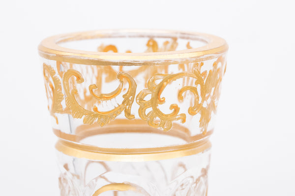 FRANCE, 1870 NAPOLEON III, BACCARAT PAIR OF CUT GLASS VASES WITH GOLD GILD