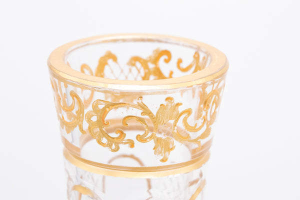 FRANCE, 1870 NAPOLEON III, BACCARAT PAIR OF CUT GLASS VASES WITH GOLD GILD