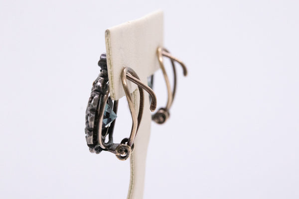 AUSTRO-HUNGARIAN ALEXANDRITE & DIAMONDS 15 KT GOLD / SILVER EARRINGS