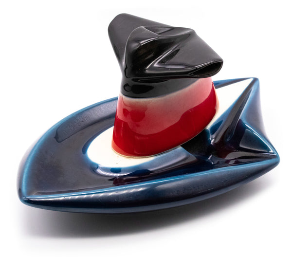 S.S. FRANCE, CRUISE LINES 1960 CERAMIC ASH TRAY LA CHEMINEE QUI FUME