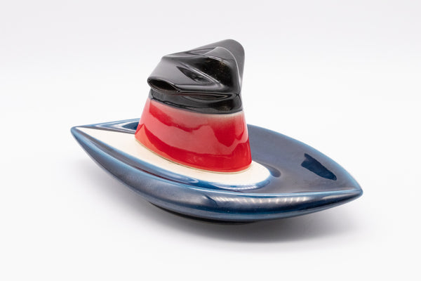 S.S. FRANCE, CRUISE LINES 1960 CERAMIC ASH TRAY LA CHEMINEE QUI FUME