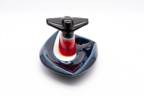 S.S. FRANCE, CRUISE LINES 1960 CERAMIC ASH TRAY LA CHEMINEE QUI FUME