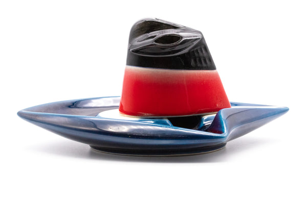 S.S. FRANCE, CRUISE LINES 1960 CERAMIC ASH TRAY LA CHEMINEE QUI FUME