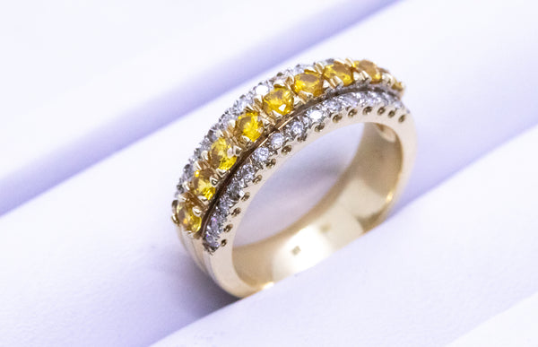 YELLOW SAPPHIRES & DIAMONDS 14 KT BAND