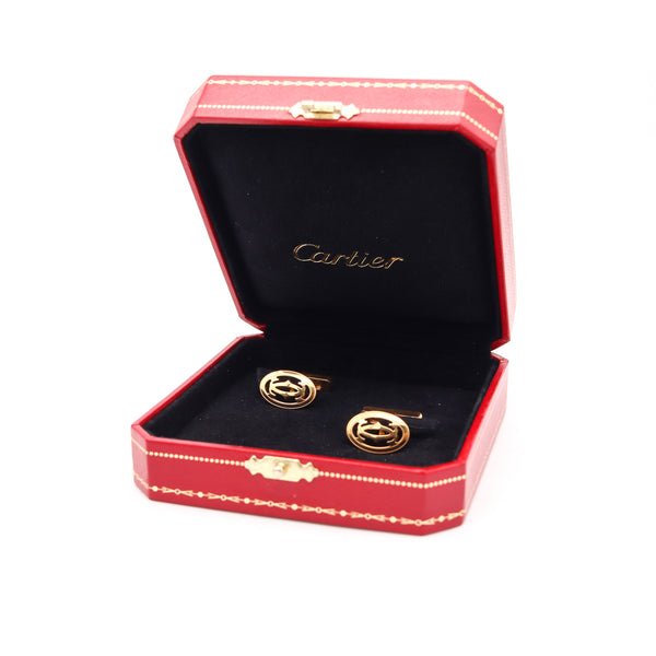 Cartier Paris Double C De Cartier Geometric Cufflinks In Solid 18 Kt Yellow Gold