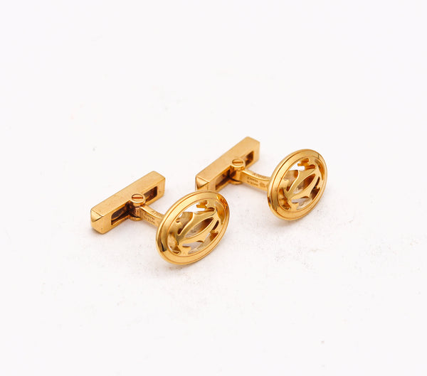 Cartier Paris Double C De Cartier Geometric Cufflinks In Solid 18 Kt Yellow Gold