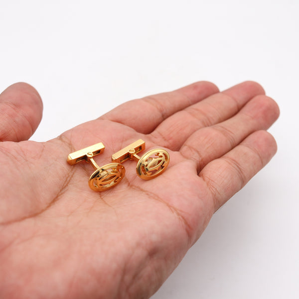 Cartier Paris Double C De Cartier Geometric Cufflinks In Solid 18 Kt Yellow Gold