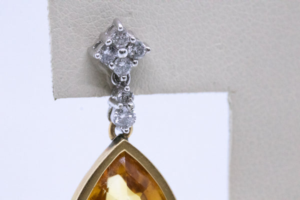 ORANGE CITRINE & DIAMONDS DINGING 14 KT EARRINGS