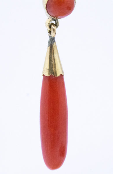 ANTIQUE ITALIAN CORAL DROPS  EARRINGS