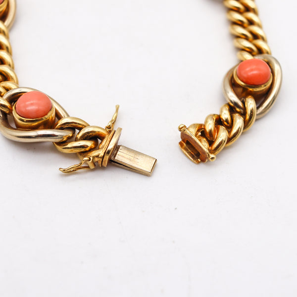 Carlo Weingrill Verona 1960 Stations Links Bracelet In 18Kt Yellow Gold With Coral