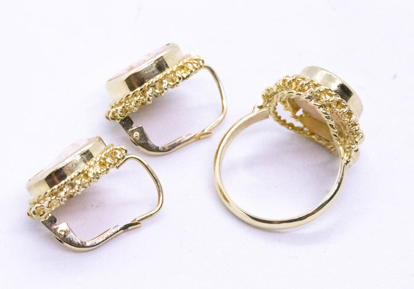 VINTAGE ITALIAN CAMEO 14 KT SET