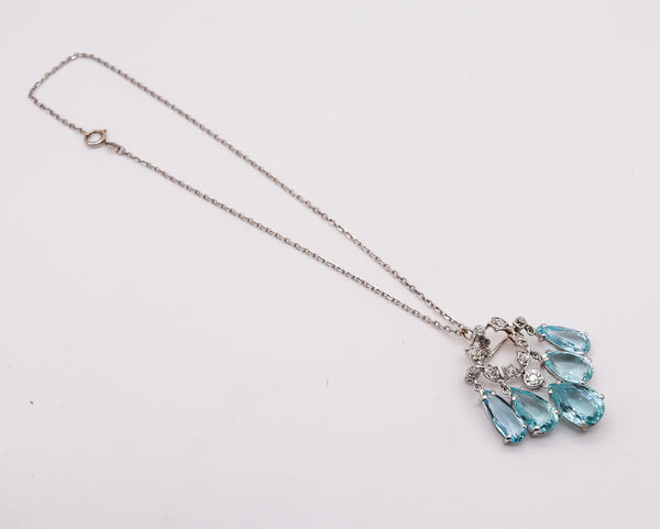 Seaman Schepps 1940 Art Deco Convertible Necklace In 14Kt Gold With 40.54 Ctw In Diamonds And Aquamarines