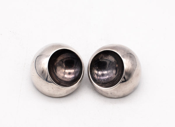 GERMAN MODERN 1970'S OP-ART SPHERICAL EARRINGS IN STERLING SILVER