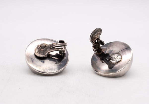GERMAN MODERN 1970'S OP-ART SPHERICAL EARRINGS IN STERLING SILVER
