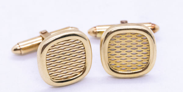ITALIAN 14 KT GOLD CUFFLINKS WITH LATTICE DESIGN