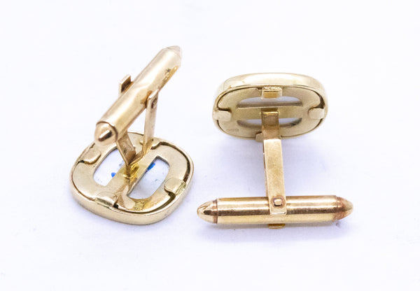 ITALIAN 14 KT GOLD CUFFLINKS WITH LATTICE DESIGN