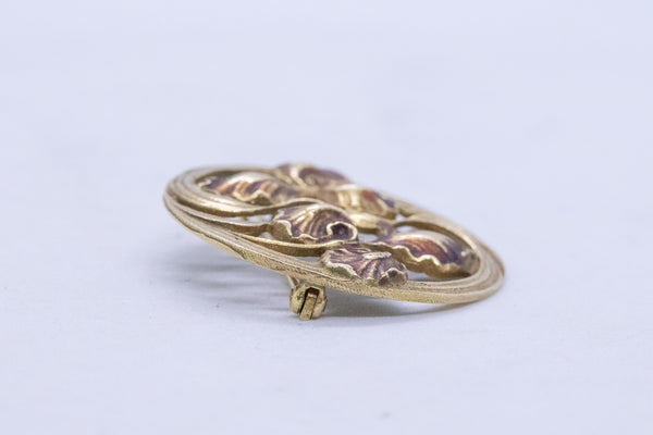 ART NOUVEAU 14 Kt GOLD BROOCH WITH ENAMEL