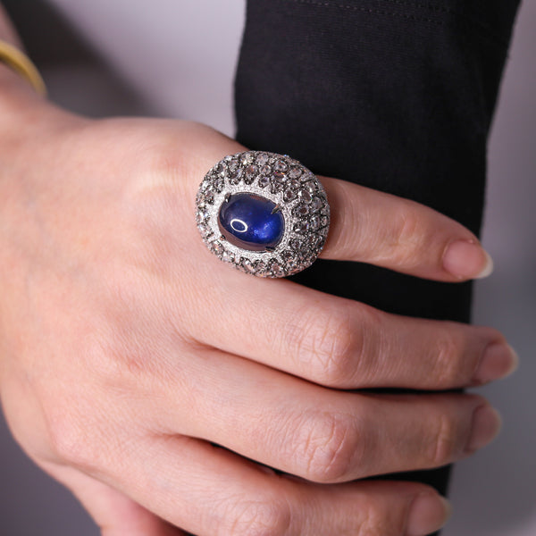 Mouawad Rare Cocktail Ring In 18Kt With 23.56 Ctw In Diamonds And Sapphire