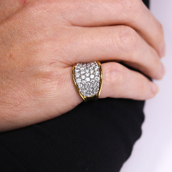 Designer Cluster Band Ring In Platinum And 18Kt Yellow Gold With 3.78 Cts In D VS-1 Diamonds