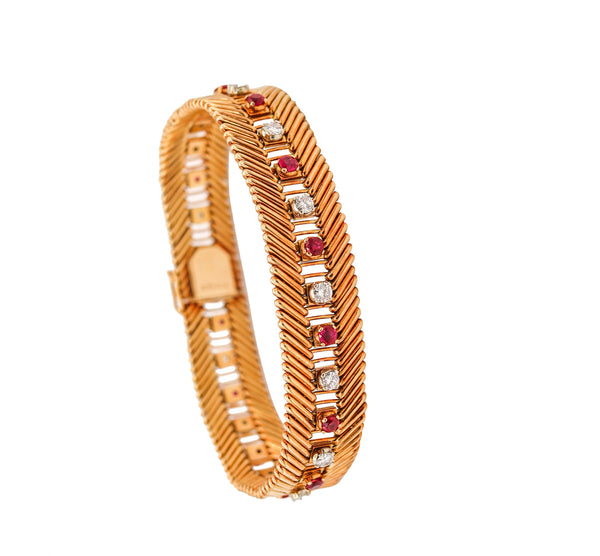-Bvlgari Milano 1950 Bracelet In 18Kt Gold With 5.42 Ctw In Rubies And Diamonds