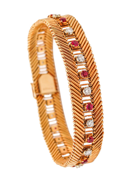 -Bvlgari Milano 1950 Bracelet In 18Kt Gold With 5.42 Ctw In Rubies And Diamonds