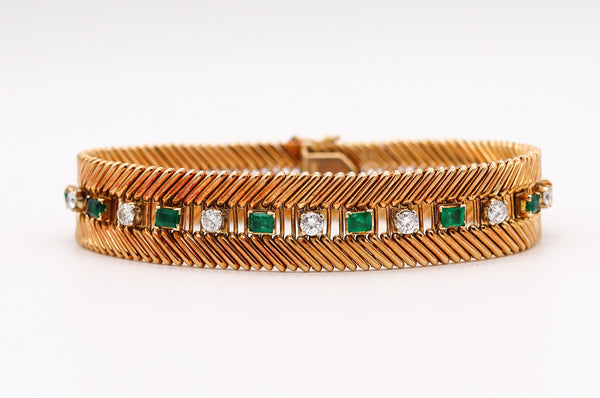 -Bvlgari Milano 1950 Bracelet In 18Kt Gold With 5.88 Ctw In Emerald And Diamonds