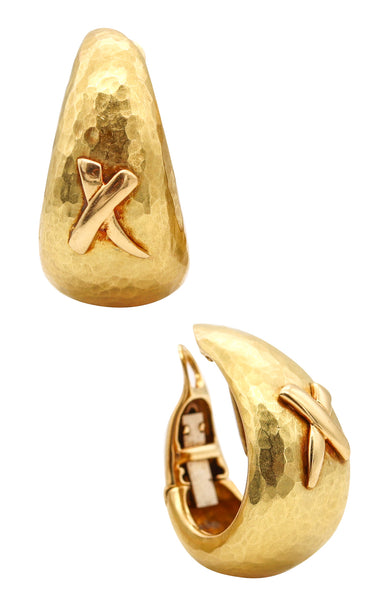 TIFFANY & CO. By Paloma Picasso Graffiti Earrings In Hammered 18Kt Yellow Gold