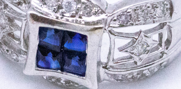 BLUE SAPPHIRE & DIAMONDS 18 KT GOLD SET