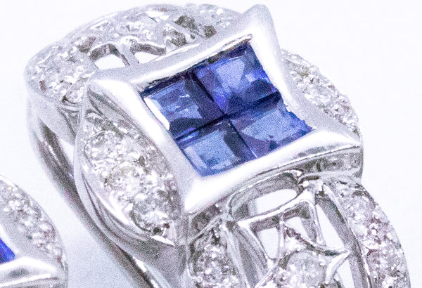 BLUE SAPPHIRE & DIAMONDS 18 KT GOLD SET