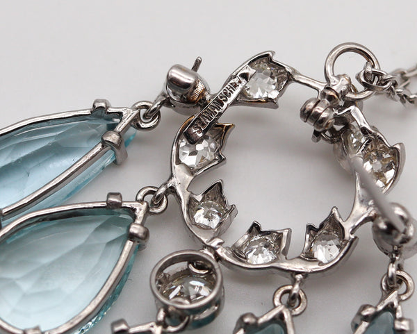 Seaman Schepps 1940 Art Deco Convertible Necklace In 14Kt Gold With 40.54 Ctw In Diamonds And Aquamarines