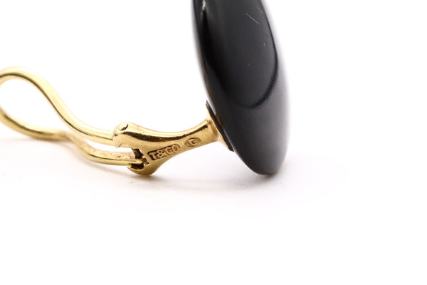 TIFFANY & CO. 1975 By Angela Cummings Large Lentil Earrings In 18Kt Gold With Black Jade And Opal
