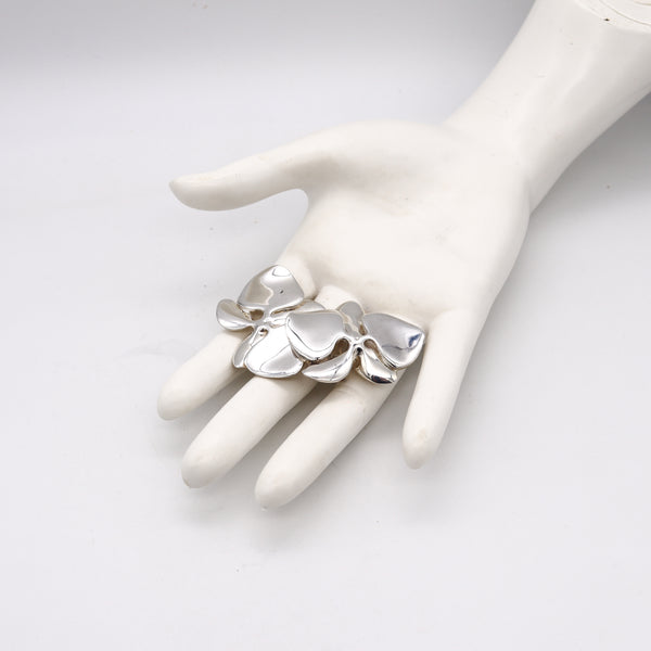 Angela Cummings Studios 1984 Rare Sculptural Orchids Earrings In .925 Sterling Silver