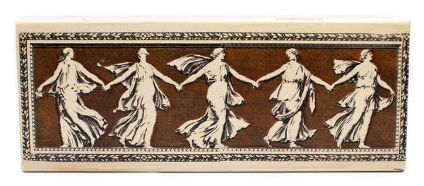 PIERO FORNASETTI MILANO 1950 ENAMEL BOX WITH ROMAN BACCHANTES