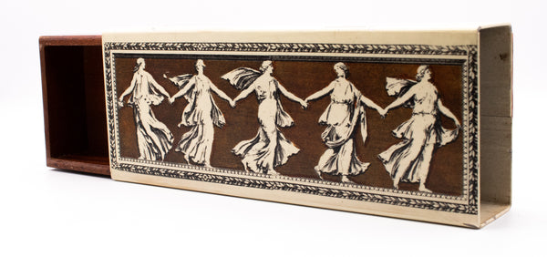 PIERO FORNASETTI MILANO 1950 ENAMEL BOX WITH ROMAN BACCHANTES
