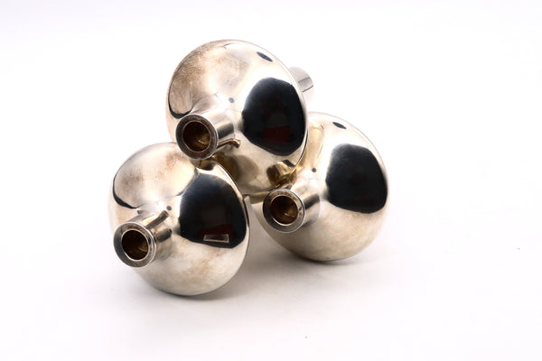Eigel Jensen For Anton Michelsen 1960 Rare Sculptural Three Candles Holder In 925 Sterling Silver