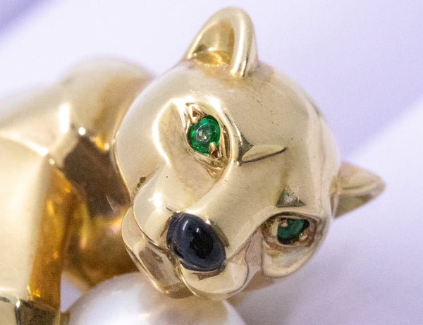 CARTIER PARIS 18 KT RARE PANTHER WITH PEARL RING