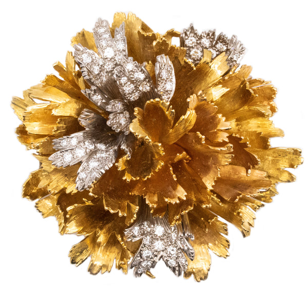 EMIL MEISTER 1955 Swiss 18Kt And Palladium Pendant Brooch With 2.76 Ctw In VS Diamonds