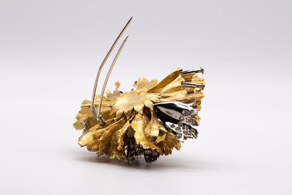 EMIL MEISTER 1955 Swiss 18Kt And Palladium Pendant Brooch With 2.76 Ctw In VS Diamonds