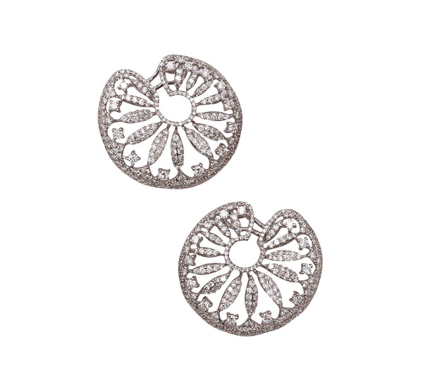 Salavetti Milano Clip-Earrings 18Kt White Gold With 6.38 Cts In VVS Diamonds