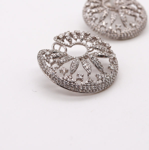 Salavetti Milano Clip-Earrings 18Kt White Gold With 6.38 Cts In VVS Diamonds