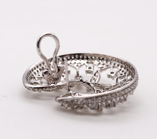 Salavetti Milano Clip-Earrings 18Kt White Gold With 6.38 Cts In VVS Diamonds