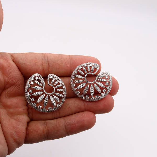 Salavetti Milano Clip-Earrings 18Kt White Gold With 6.38 Cts In VVS Diamonds